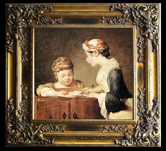 framed  jean-Baptiste-Simeon Chardin The Young Schoolmistress, Ta014